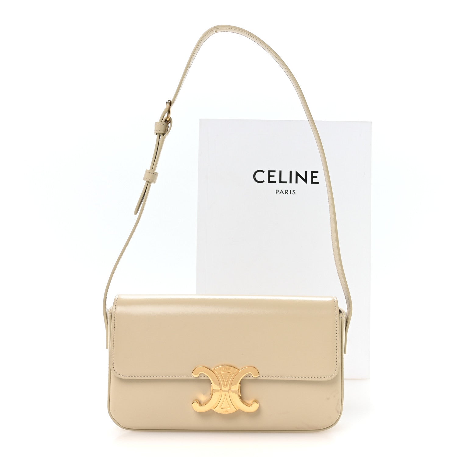 Natural Calfskin Triomphe Shoulder Bag Pampa