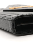 Grain De Poudre Matelasse Chevron Monogram Envelope Chain Wallet Black