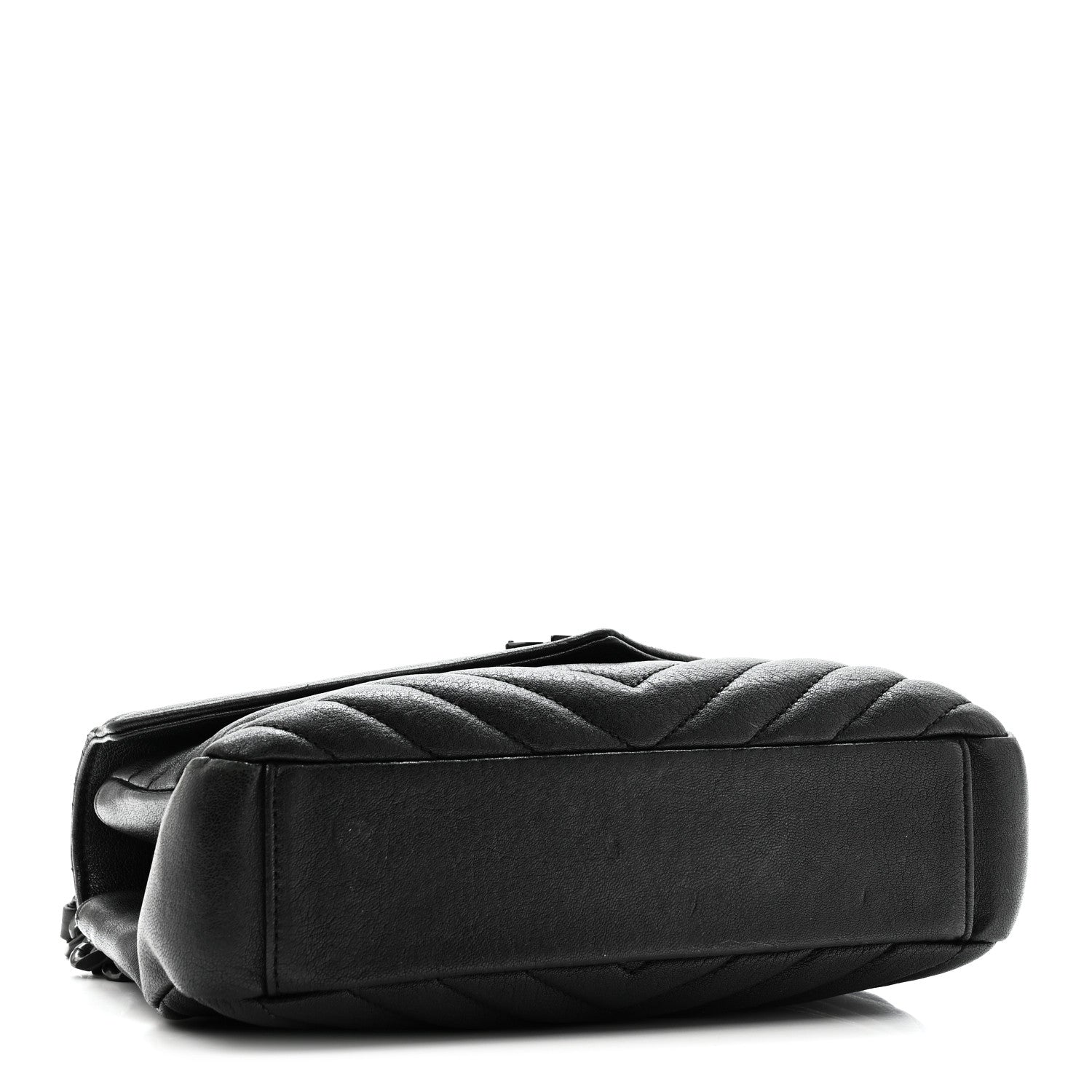 Sheepskin Matelasse Chevron Monogram Monochrome Medium College Bag Black