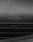Grain De Poudre Matelasse Chevron Monogram Monochrome Envelope Chain Wallet Black