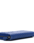 Nappa Intrecciato Zip Around Wallet Cobalt