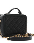 Caviar Quilted Small CC Filigree Vanity Case Black