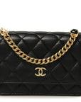 Lambskin Quilted CC Pearl Enamel Clutch on Chain WOC Black