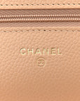 Caviar Quilted Wallet on Chain WOC Beige