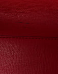 Grainy Calfskin Haymarket Check Medium Reversible Tote Red
