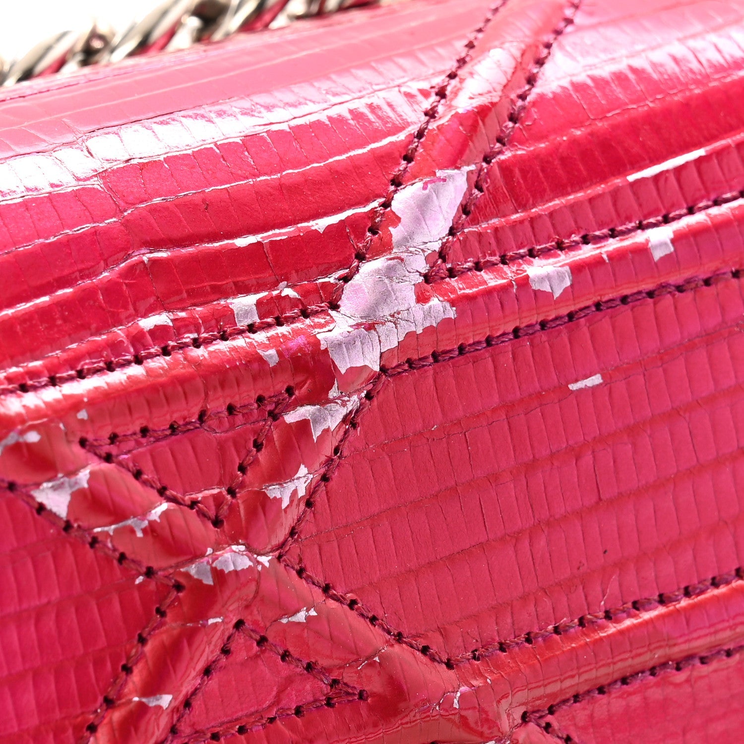 Metallic Lizard Small D1ORama Flap Bag Fuchsia