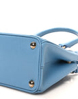 Saffiano Lux Micro Galleria Double Zip Tote Turchese