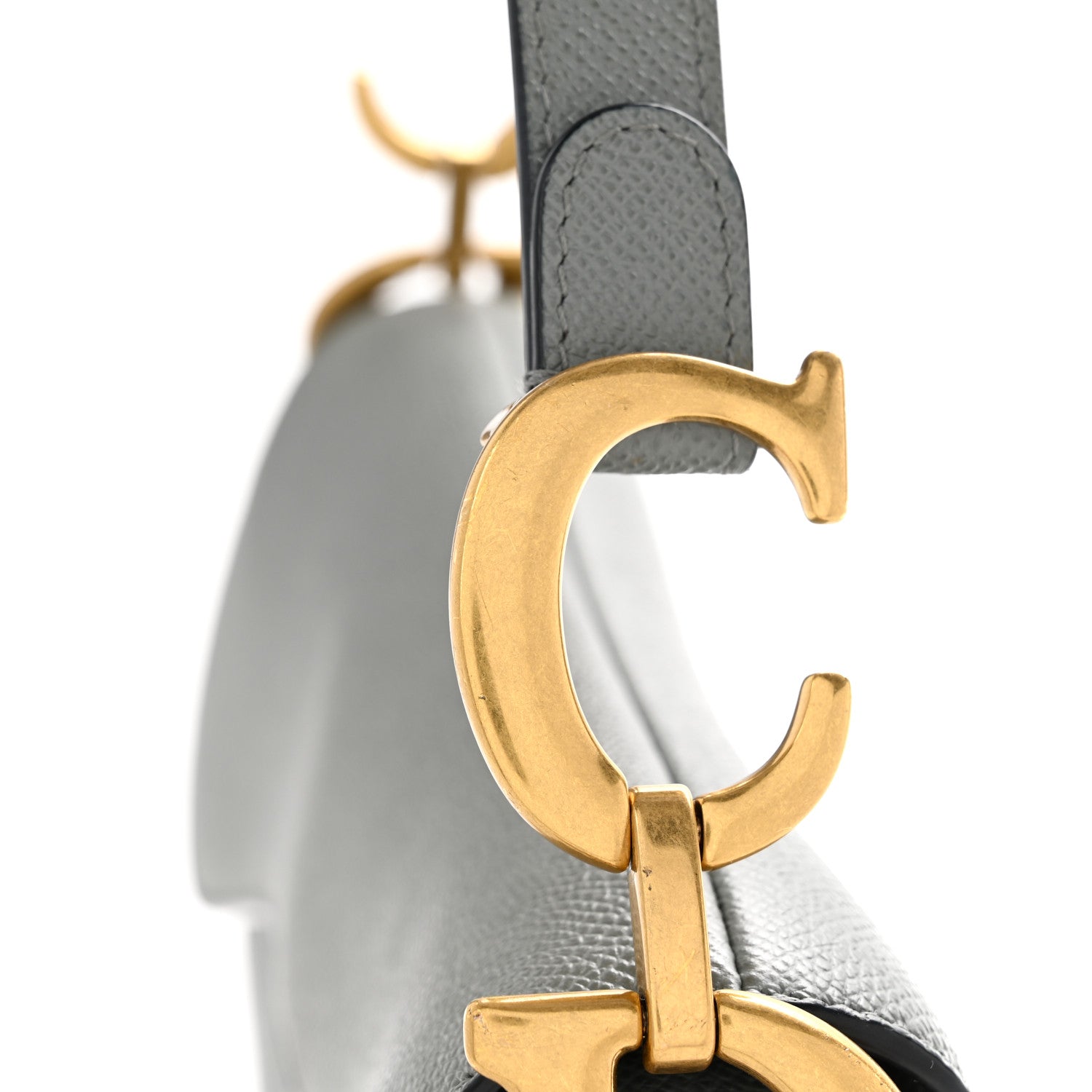 Grained Calfskin Saddle Bag Grey