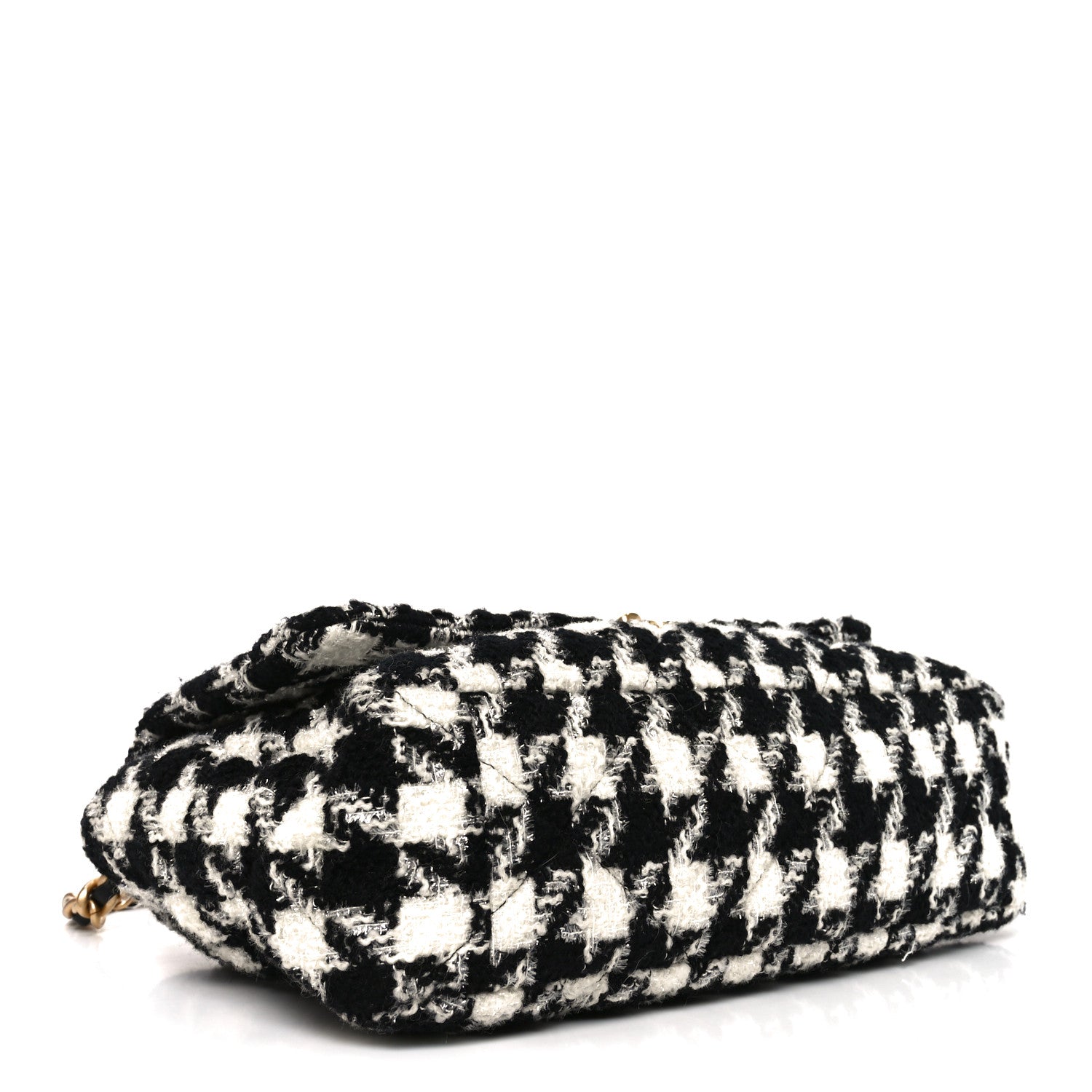 Tweed Quilted Maxi CHNL 19 Flap Black Ecru White