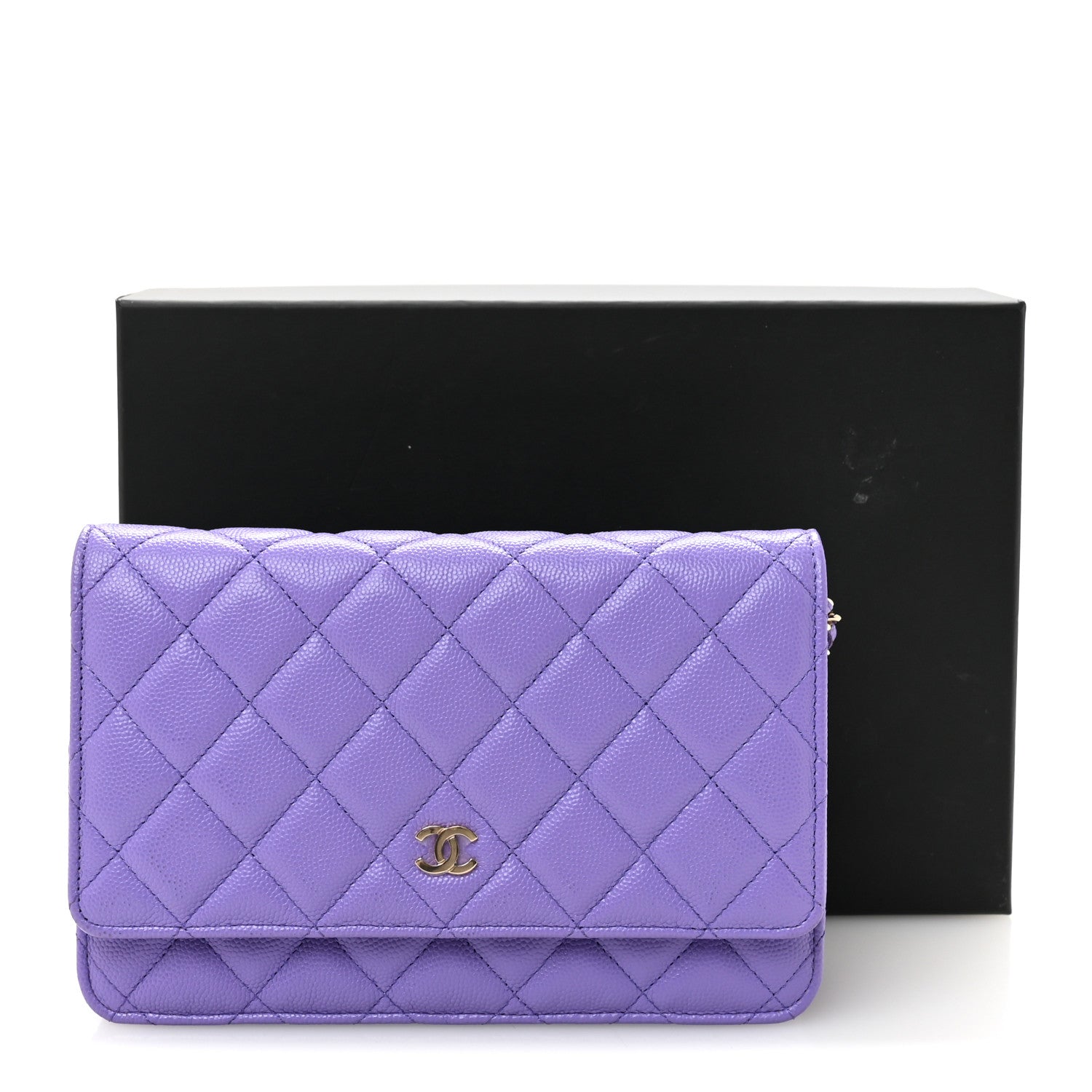 Caviar Quilted Wallet On Chain WOC Purple