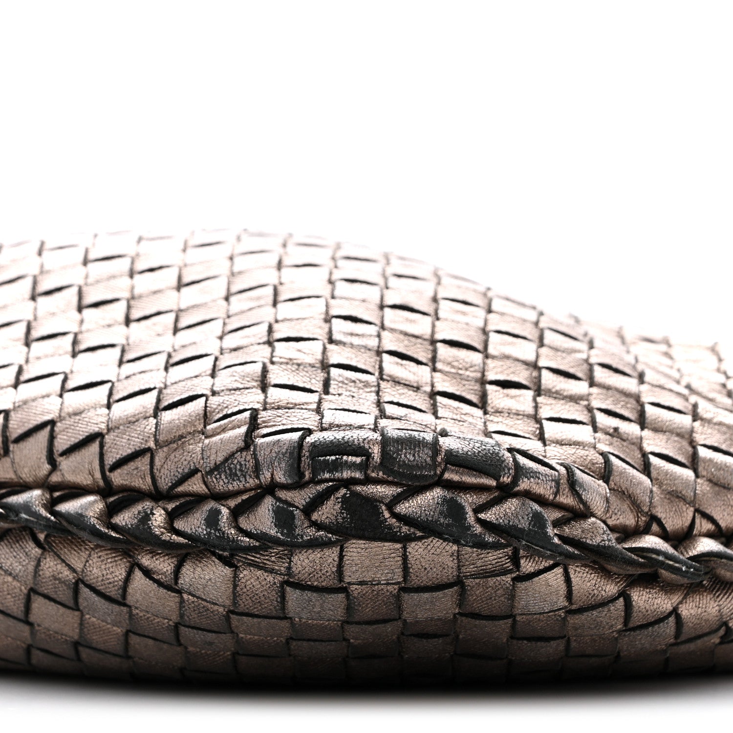 Metallic Nappa Intrecciato Medium Veneta Hobo Pewter