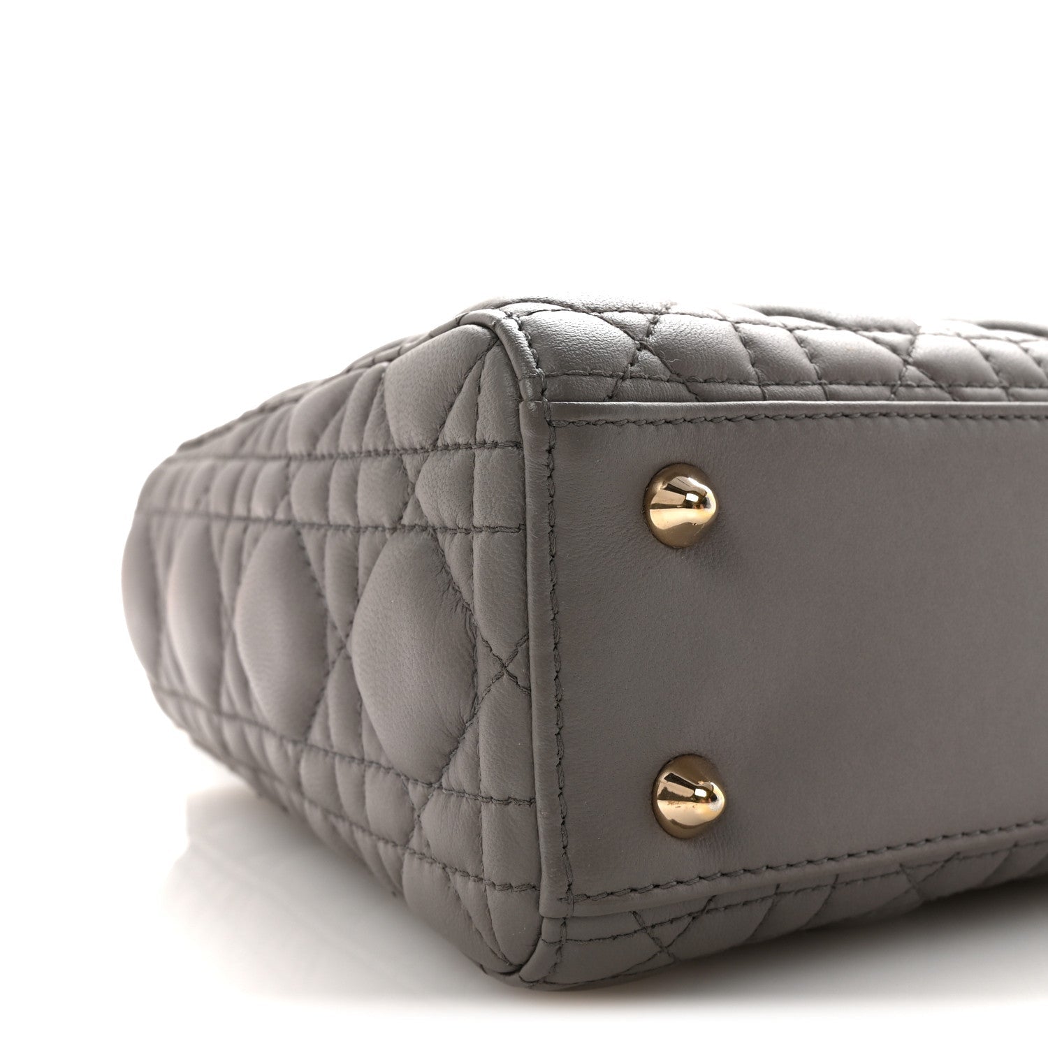 Lambskin Cannage Small Lucky Badges My Lady D1OR Grey