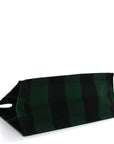 Canvas Embroidered Checkered Book Tote Black Green