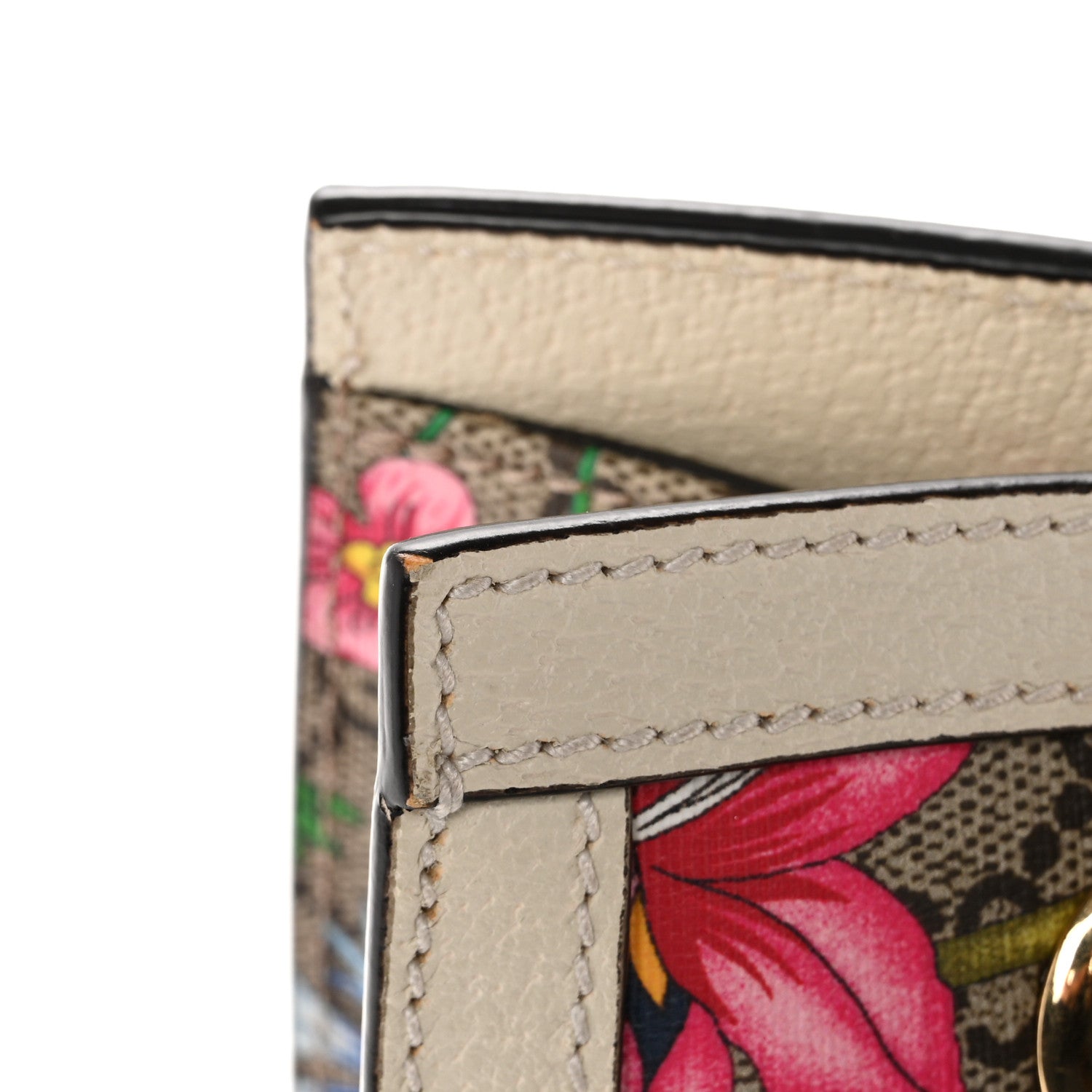 GG Supreme Monogram Flora Textured Calfskin Small Padlock Tote Beige Ebony Multicolor Mystic White