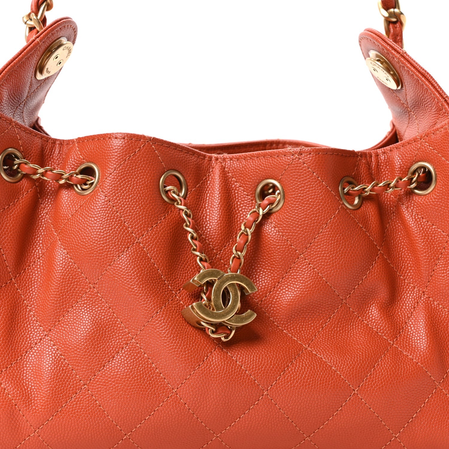 Caviar Quilted Mini CHNL 25 Handbag Dark Orange