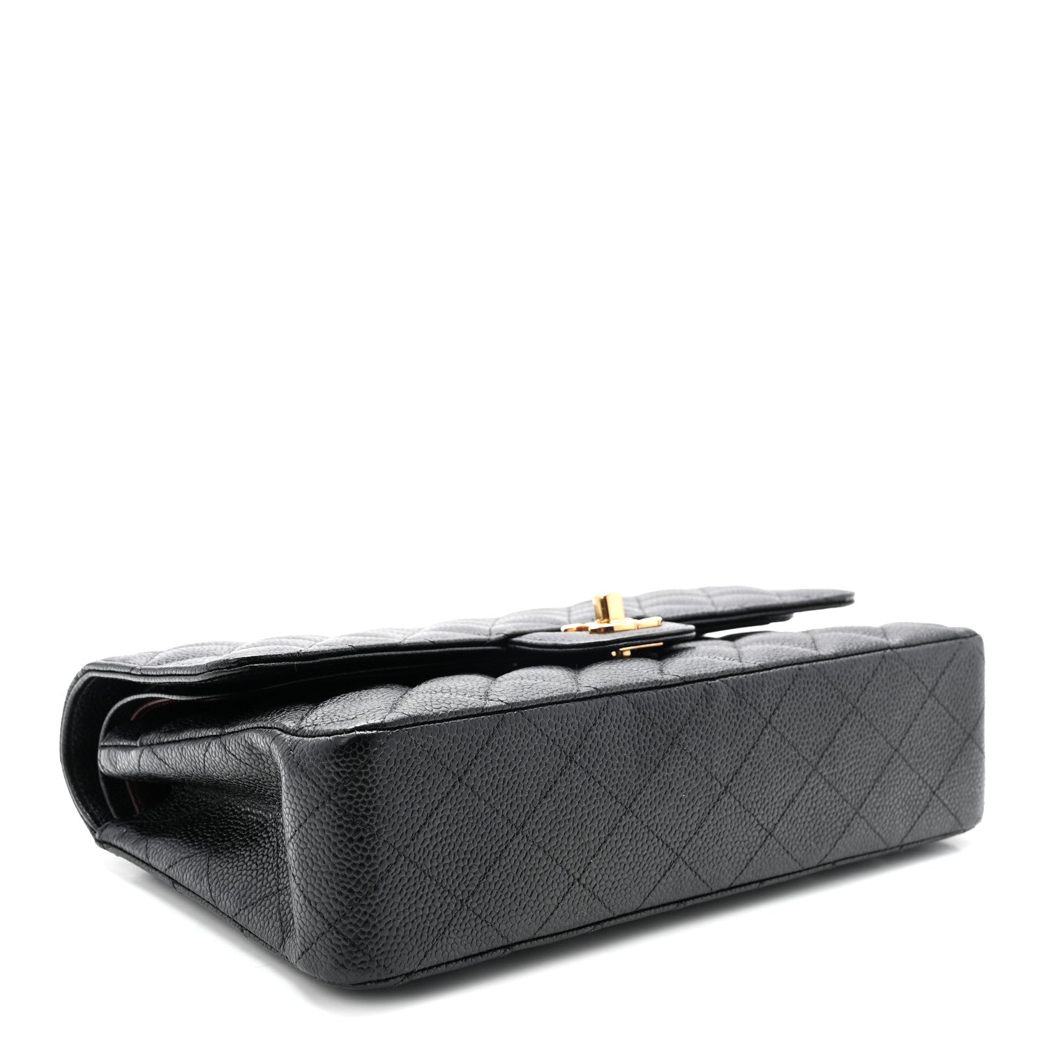 Caviar Quilted Medium Double Flap Black