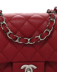 Caviar Quilted Mini Square Flap Red
