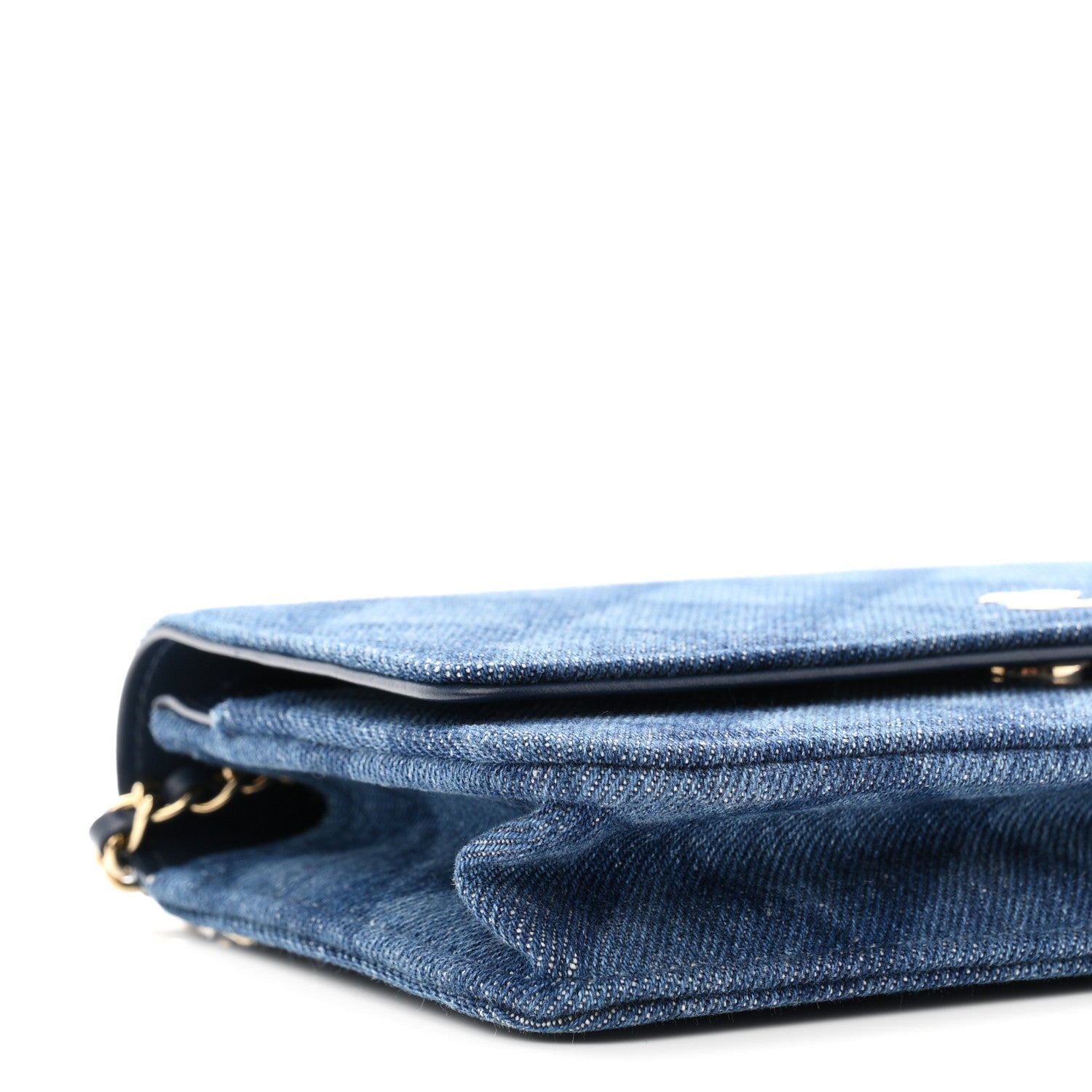 Denim Printed Wallet On Chain WOC Dark Blue