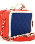 Caviar Quilted Small CC Filigree Vanity Case Blue White Red