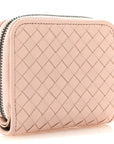 Nappa Intrecciato Small Bi-Fold Zip Wallet Pink