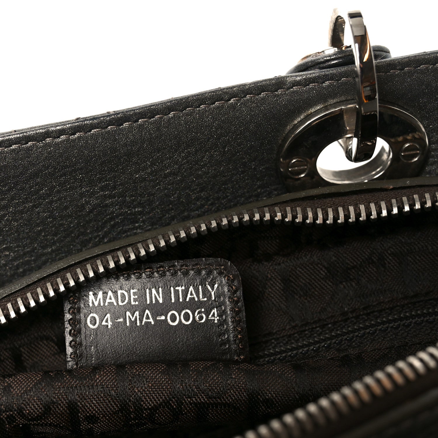 Metallic Calfskin Cannage Stitched Small East West Lady D1OR Bronze