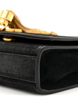 Suede Small Classic Monogram Kate Tassel Satchel Black