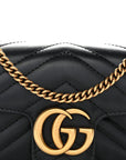 Calfskin Matelasse Super Mini GG Marmont Shoulder Bag Black