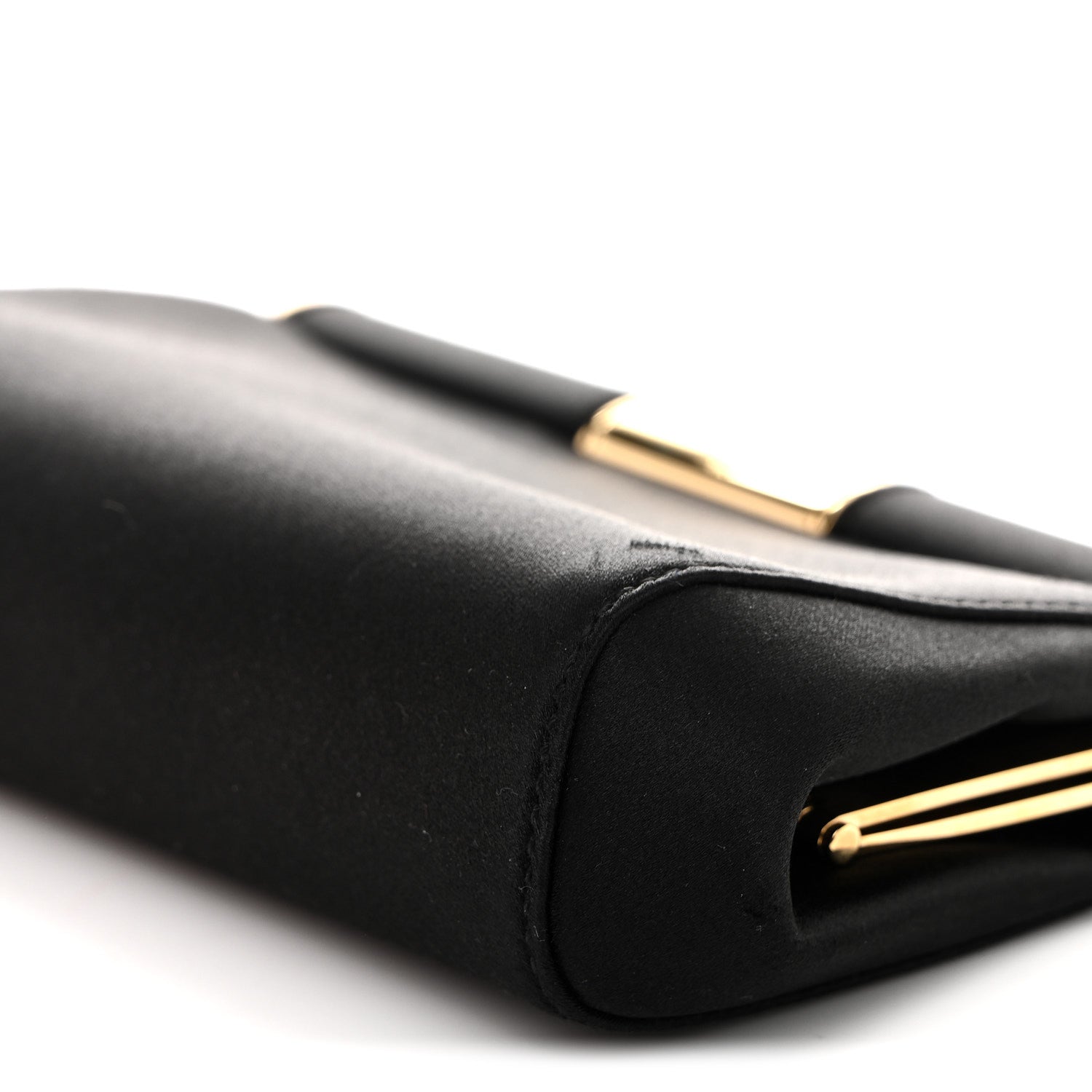 Satin Small Marlene Chain Clutch Black