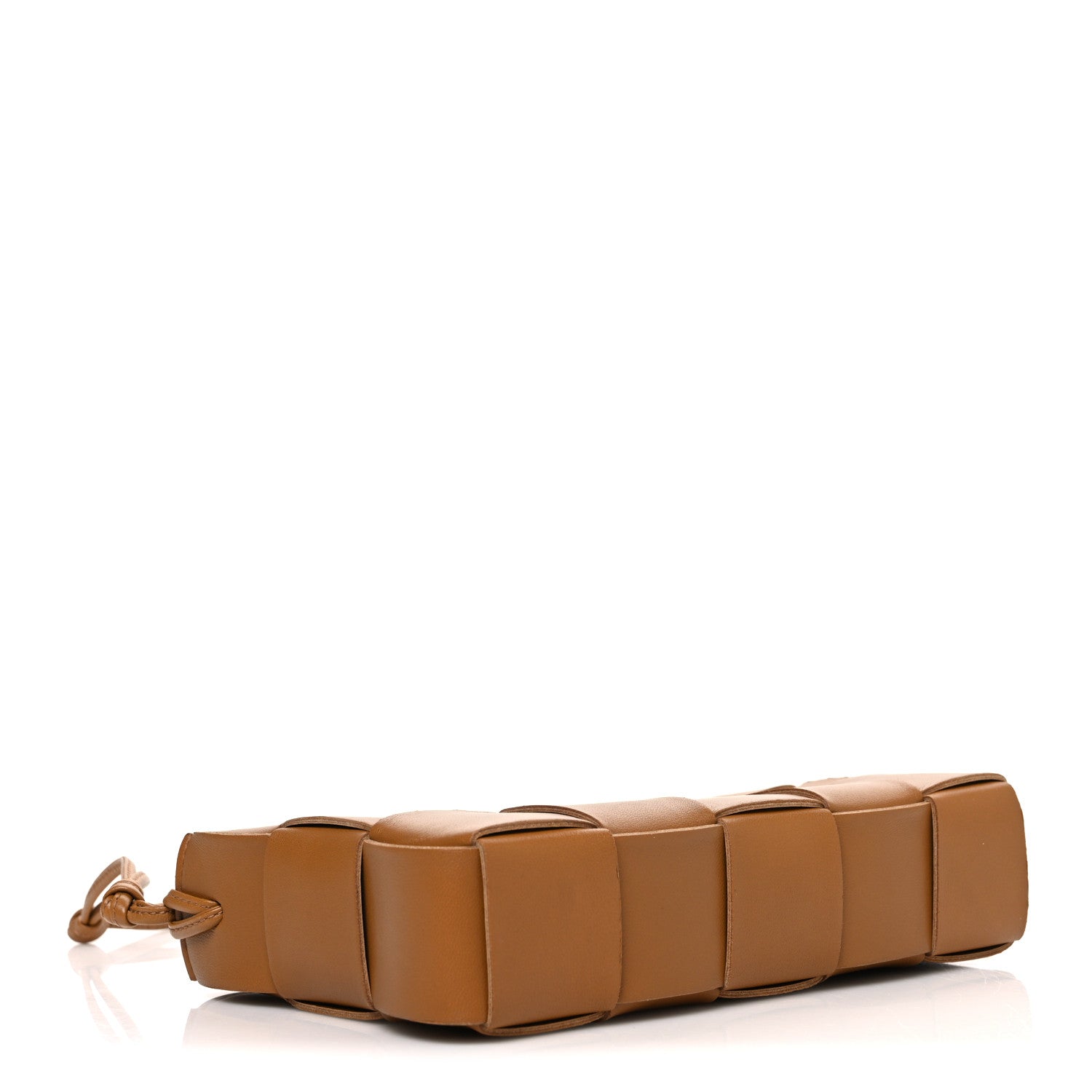 Calfskin Maxi Intrecciato Cassette Pouch On Strap Camel