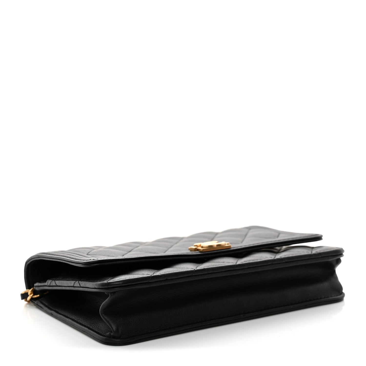 Lambskin Quilted Boy Wallet On Chain WOC Black