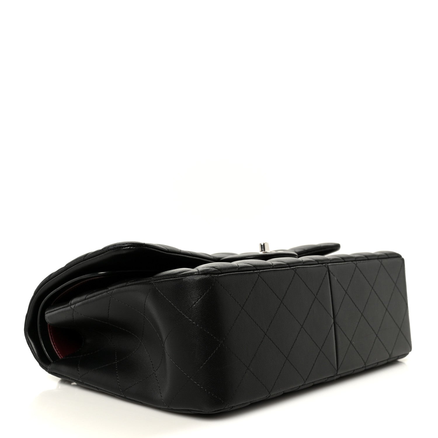 Lambskin Quilted Jumbo Double Flap Black