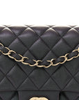 Iridescent Lambskin Quilted Medium Double Flap Black
