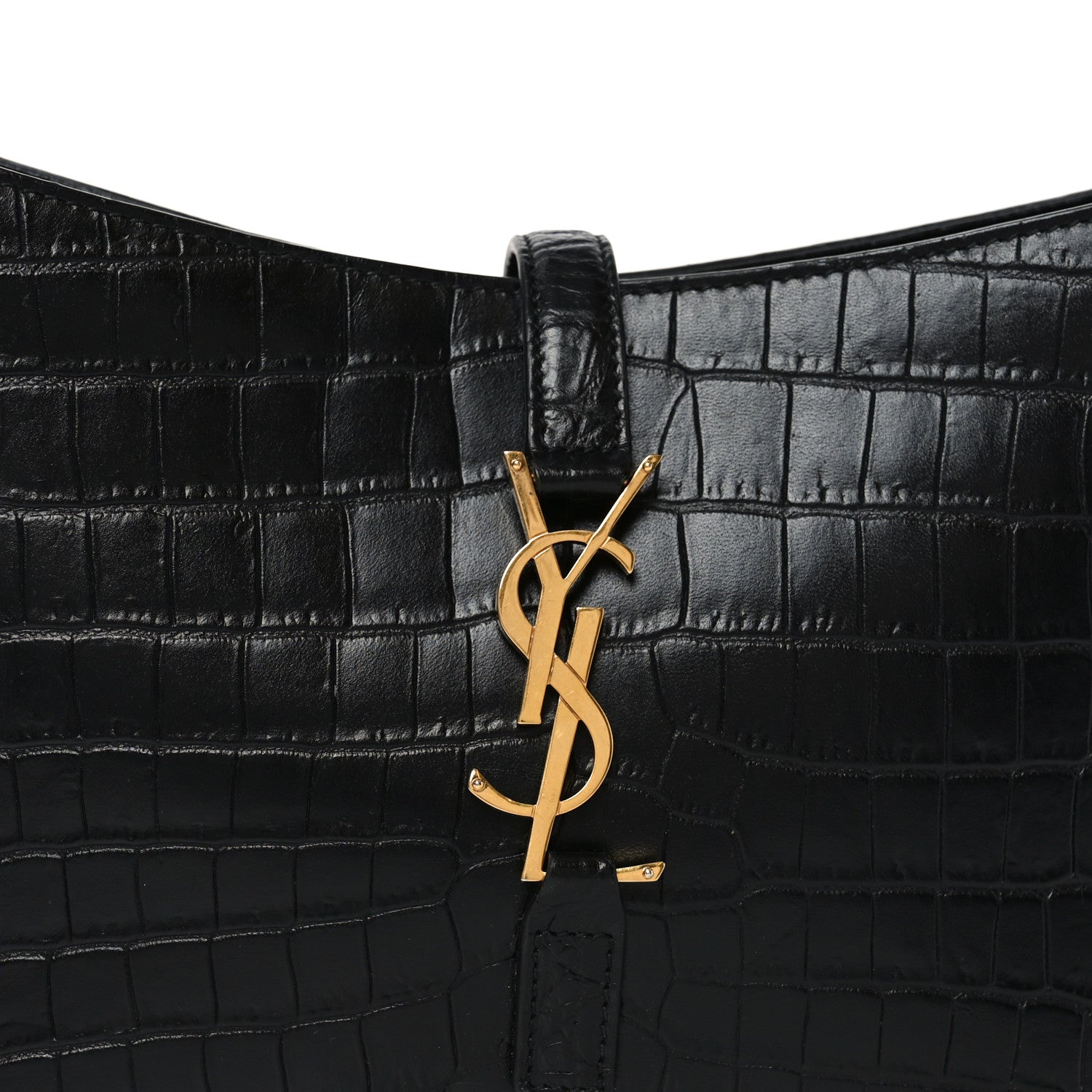 Calfskin Crocodile Embossed Le 5 A 7 Hobo Black