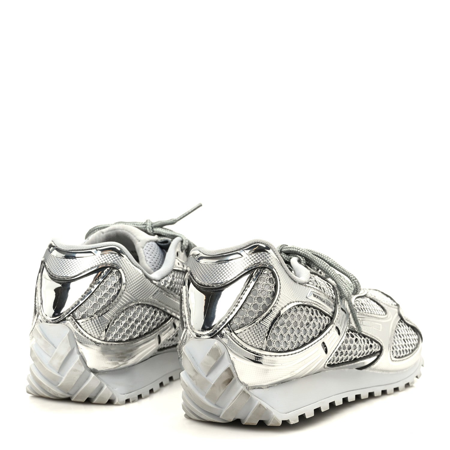 Calfskin Fishnet Fabric Orbit Sneakers 39 Silver