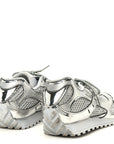 Calfskin Fishnet Fabric Orbit Sneakers 39 Silver