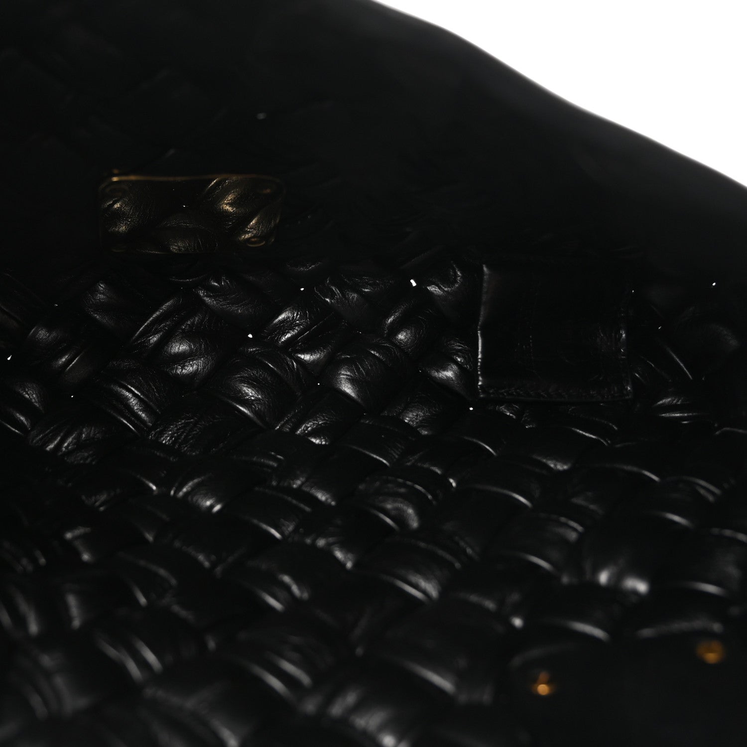 Calfskin Intreccio Rumple Desiree Shoulder Bag Black