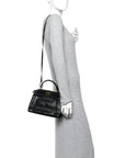 Snakeskin Nappa Mini Peekaboo Iconic Satchel Black