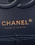 Printed Denim Quilted Small Double Flap Blue