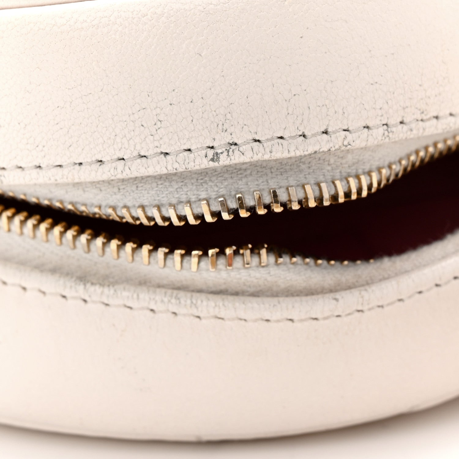 Shiny Goatskin Quilted CHNL 19 Round Clutch With Chain White