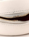 Shiny Goatskin Quilted CHNL 19 Round Clutch With Chain White