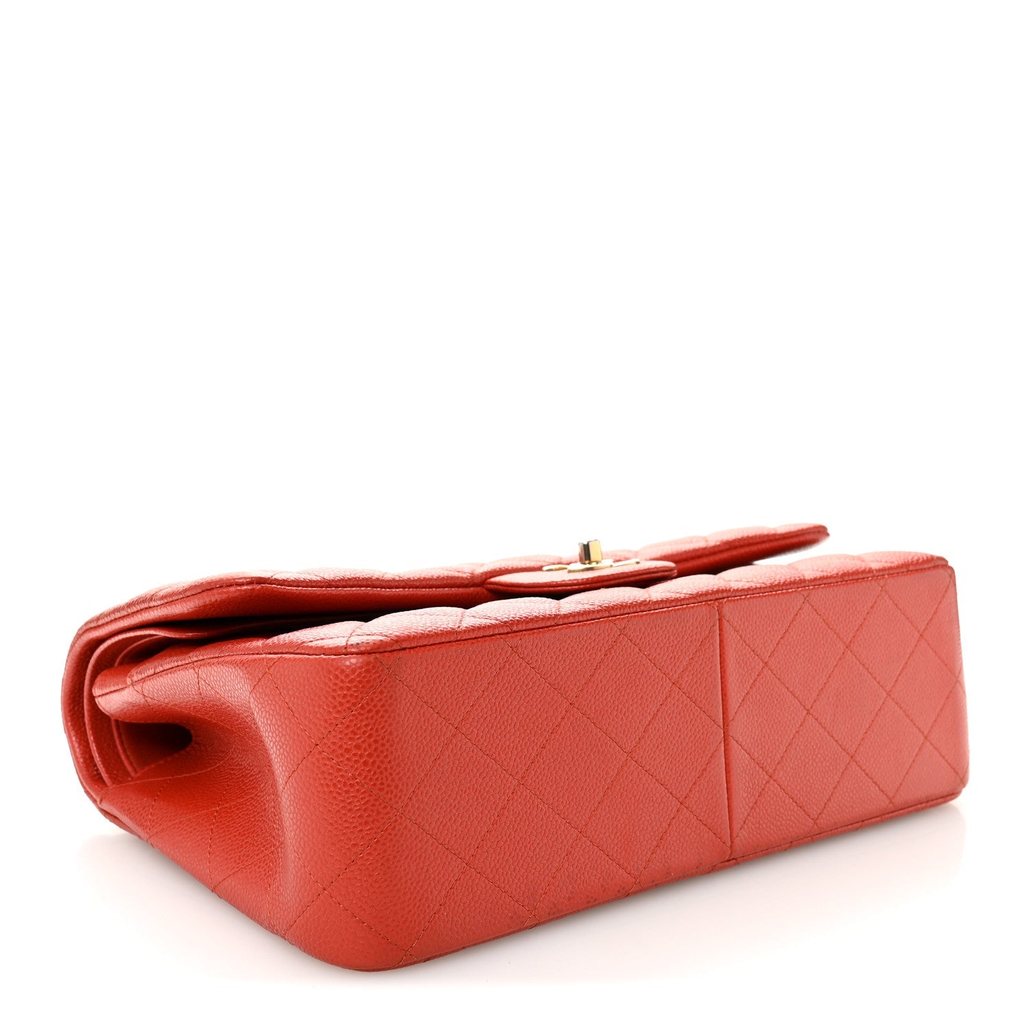 Pearly Caviar Quilted Jumbo Double Flap Orange