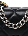 Lambskin Quilted CHNL 19 Wallet On Chain WOC Black