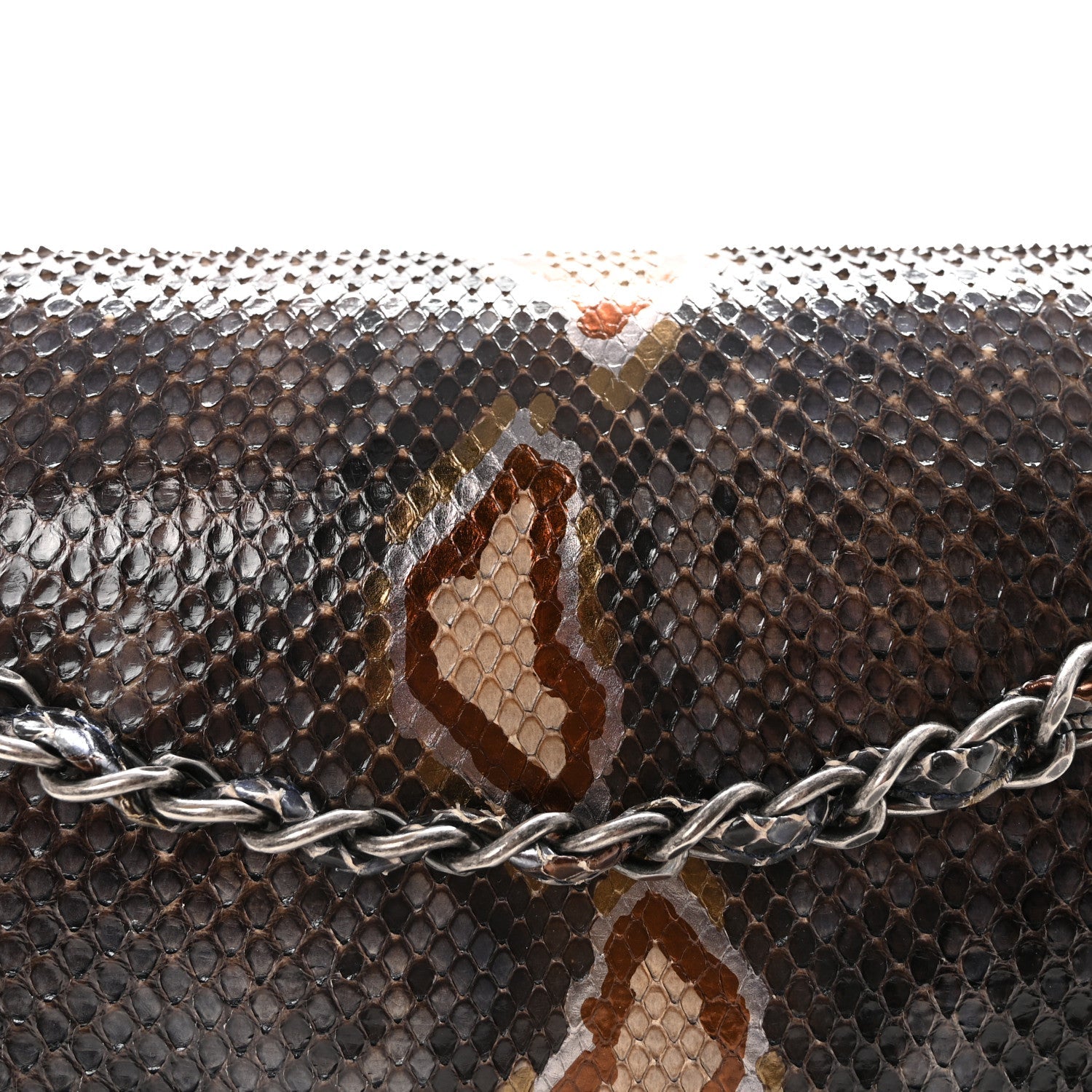Metallic Snakeskin Jumbo Double Flap Blue