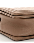 Caviar Quilted New Medium Boy Flap Dark Beige