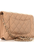 Caviar Quilted Wallet on Chain WOC Beige