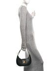Smooth Calfskin Medium Strap Ava Triomphe Shoulder Bag Black