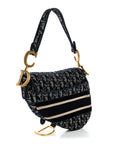 Velvet Oblique Saddle Bag Blue