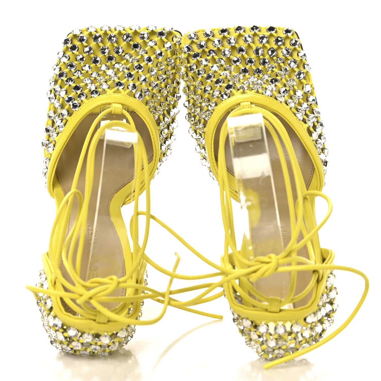 Mesh Nappa Crystal Embellished Sparkle Stretch Ankle Tie Sandals 36 36 Light House