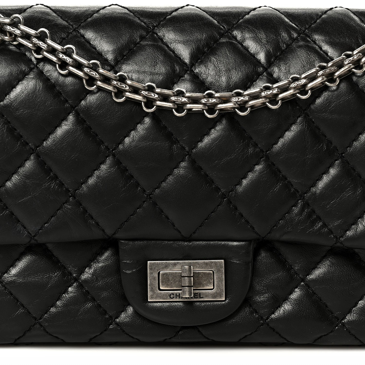 Aged Calfskin Quilted 2.55 Reissue 225 Flap Black