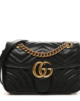 Calfskin Matelasse Mini GG Marmont Shoulder Bag Black